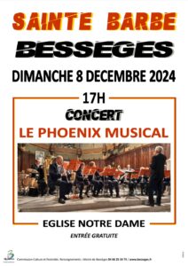 Affiche concert pour Sainte Barbe à Bessèges : le Phoenix musical. A 17h, à l'église de Bessèges